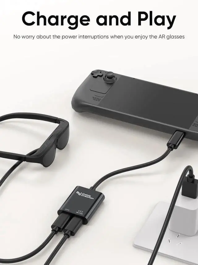 Alt view image 3 of 7 - JAENFONG CableCreation USB C to AR Glasses and Charging Adapter,Charge and Play,8K@60Hz 4K@144Hz, 100W Fast Charging Compatible with Steam Deck, Switch,ROG Ally,iPhone15/16 Viture/Rokid/Xreal AR