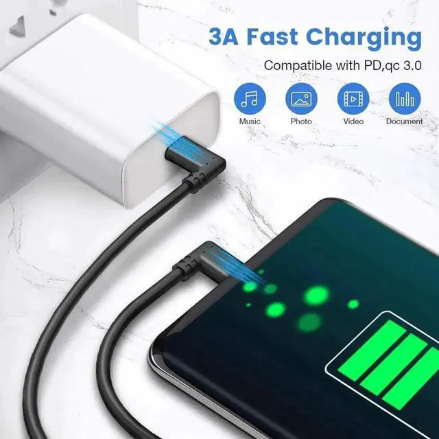 Alt view image 5 of 7 - JAENFONG 10Feet / 3M Oculus Quest Cable, USB C to USB Type C Cable 3A 90 Degree Type C Quick Charge Cable for Oculus Quest Link VR Quick Charge Cable for Phone Tablet Oculus Link Headset Cable (10ft)d