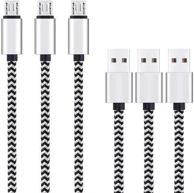 Main image of JAENFONG Micro USB Cable 10ft 3Pack by High Speed 2.0 USB A Male to Micro USB Sync Charging Nylon Braided Cable for Android Phone Charger Cable Tablets Wall and Car Charger Connection