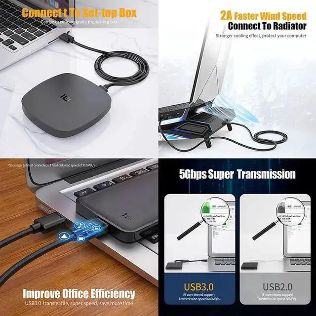 Alt view image 2 of 7 - 3 Pack USB 3.0 A to A Male Cable [1.5FT+1.5FT+1.5FT], USB 3.0 to USB 3.0 Cable USB Male to Male Cable Double End USB Cord Compatible with Hard Disk, Cameras,Laptop Cooler, DVD Player and More