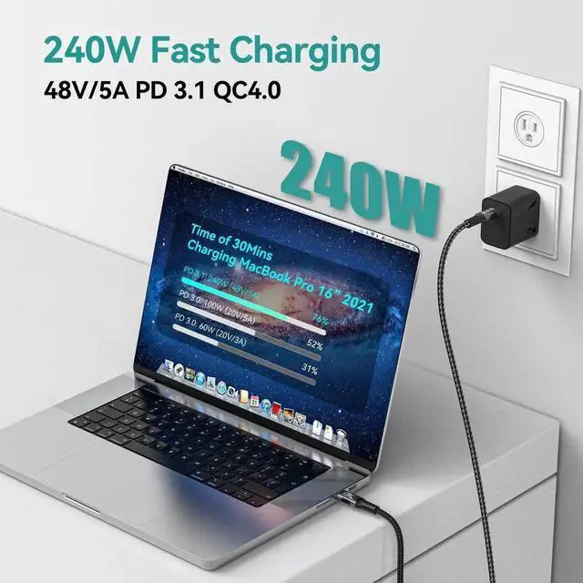 Alt view image 7 of 7 - JAENFONG USB C Cable(1.6FT, 240W), USB 4 Data Cable, 40Gbps, 8K HD Display, Thunderbolt 4/3 Compatible, for iPhone 16, MacBook, Hub, Docking and More