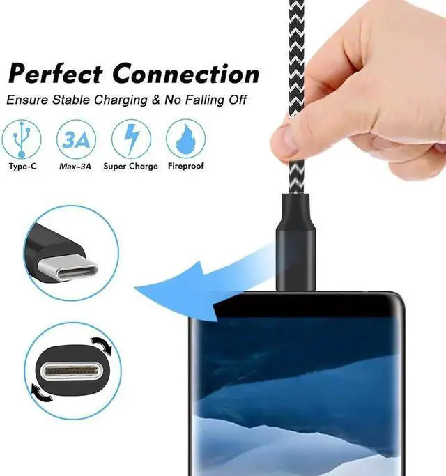 Alt view image 5 of 7 - USB C Cable, 5-Pack, 3/3/6/6/10 ft USB Type C Charger Cable,Nylon Braided Fast Charging Aluminum Housing Compatible with Samsung Galaxy,Google Pixel,LG,Huawei, TCL and Other USB Type C Cable Device