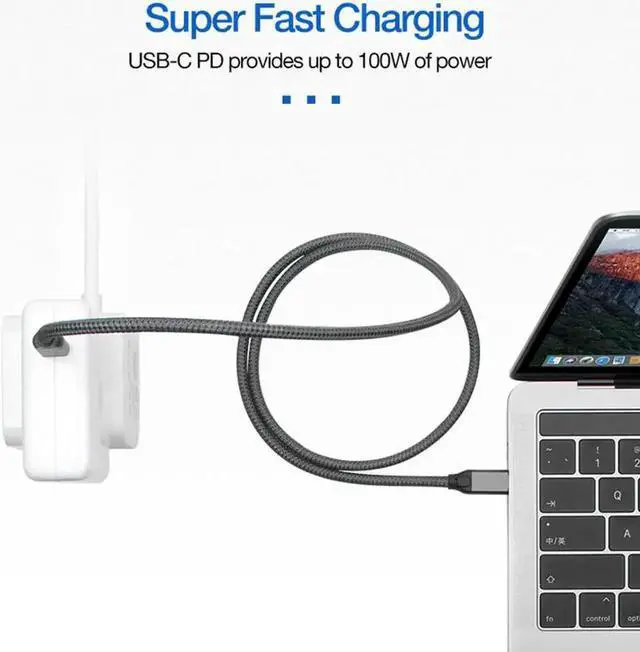 Alt view image 4 of 7 - JAENFONGUSB C to USB C Cable 100W, USB 3.1 Type C Gen 2 10Gbps /20Gbps Data Transfer Cable PD Fast Charging,4K Video Monitor Cord Compatible for Thunderbolt 3,MacBook Pro, iPad Pro,Galaxy S21(1.65ft.)