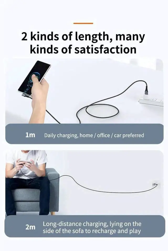 Alt view image 5 of 6 - JAENFONG USB C Cable 90 Degree Braided 66W 6A Fast Charging Cord for iPhone 15/Galaxy S10/Pixel 7 and More 10 Feet Black