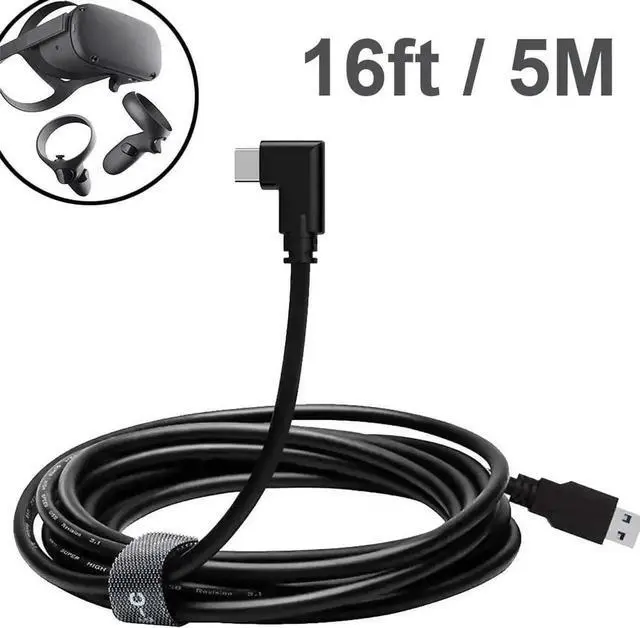 Main image of JAENFONGfor Oculus Quest Link Cable, USB 3.0 USB A to USB C Cable 16FT / 5M, 90 Degree Angled High Speed Data Transfer & Fast Charging Cable Compatible for Oculus Quest and Oculus Quest 2 to Gaming PC