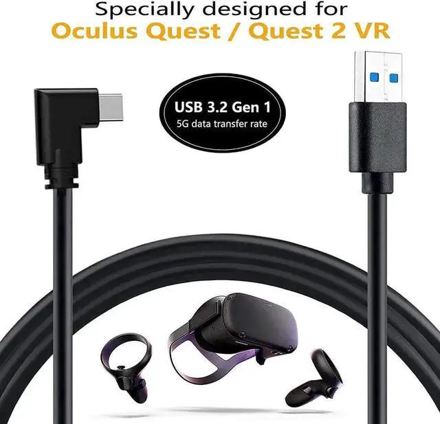 Alt view image 5 of 7 - for Oculus Quest Link Cable 16ft/5M, Oculus Link Cable, 90 Degree Angled High Speed Data Transfer Fast Charging USB C Cable for Oculus Quest/VR Headset/Gaming PC, Black Oculus Quest Link Cable 16feet
