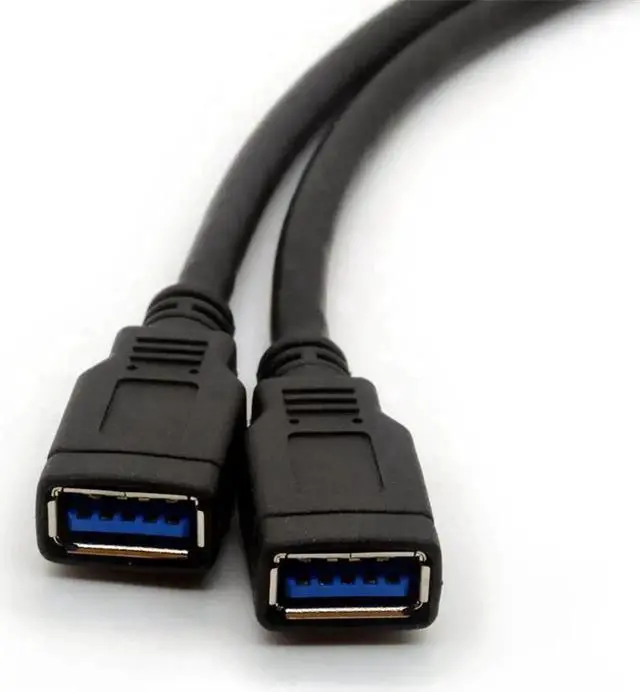 Alt view image 4 of 6 - JAENFONG 2 Ports USB 3.0 Female to Motherboard 20pin Header Cable for Front Panel USB 3.0 Motherboard Adapter Cable 20 Pin Header Convert to Two Female A Type Lead for DIY Gaming PC 30cm