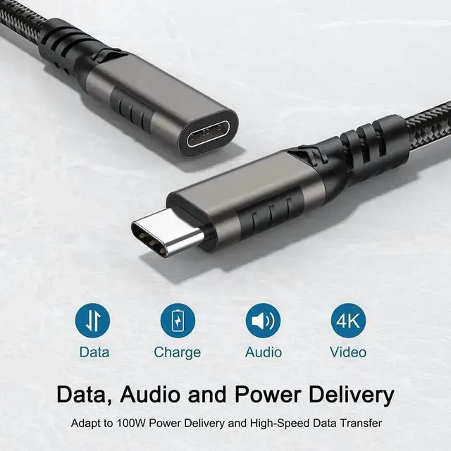 Alt view image 3 of 7 - USB Type-C Male to Female Cord, [USB3.1 Gen2 / 10Gbps] Sync Transfer USB C Extender 100W/5A Fast Charging Compatible with MacBook,Laptop,Tablet,Mobile Phone and More 6.6Feet