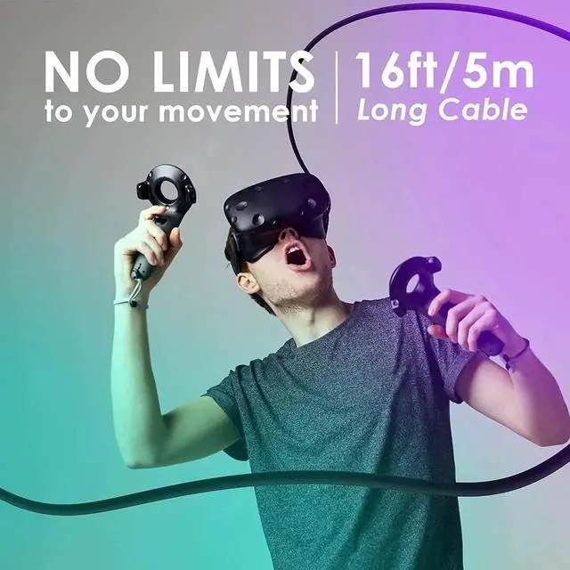 Alt view image 5 of 7 - JAENFONGfor Oculus Quest 2 Link Cable, 16ft/5M USB 3.0 Type A to Type C Extension Cables (with USB C to USB3.0 Adapter), Fast Charging Cord, High Speed Transfer USBC Cable for VR Gaming PC (Black- 5M)