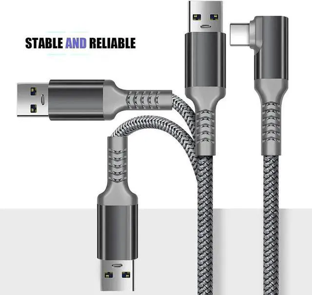 Alt view image 2 of 7 - JAENFONG for Oculus Quest 2 Link Cable 16ft/5M, Nylon Braided 90 Degree Angle USB-A to USB-C cable with 5Gbps Data Transfer and 60W Fast Charging for Meta/Oculus Quest 2 and Quest VR headset and More