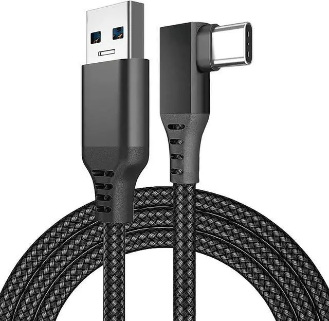 Main image of for Oculus Quest 2 Link Cable 20ft/6M, Nylon Braided 90 Degree Angle USB-A to USB-C cable with 5Gbps Data Transfer and 60W Fast Charging for Meta/Oculus Quest 2 and Quest VR headset and More (Black)