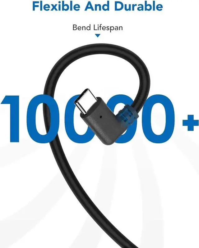 Alt view image 2 of 7 - JAENFONG Oculus Quest 2 Cable (16FT/5M), Type C USB 3.1 Gen 1 Type C Stable Data Transmission 5 Gigabits Per Second and Fast Charging Link Cable for Oculus Quest and All Type C Devices, Black