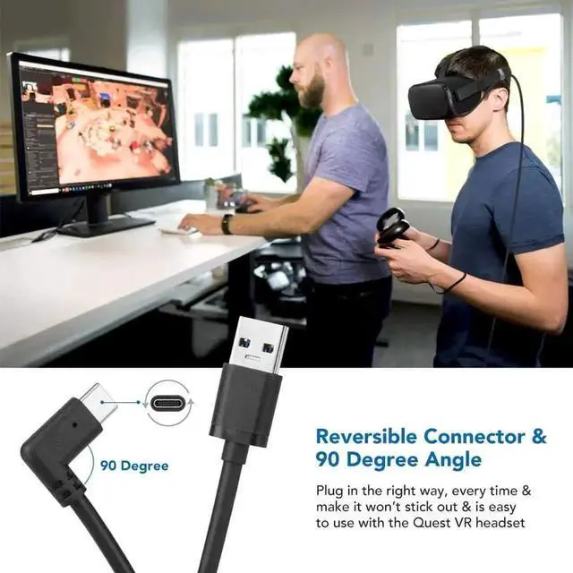 Alt view image 3 of 7 - JAENFONG Oculus Quest 2 Cable (16FT/5M), Type C USB 3.1 Gen 1 Type C Stable Data Transmission 5 Gigabits Per Second and Fast Charging Link Cable for Oculus Quest and All Type C Devices, Black