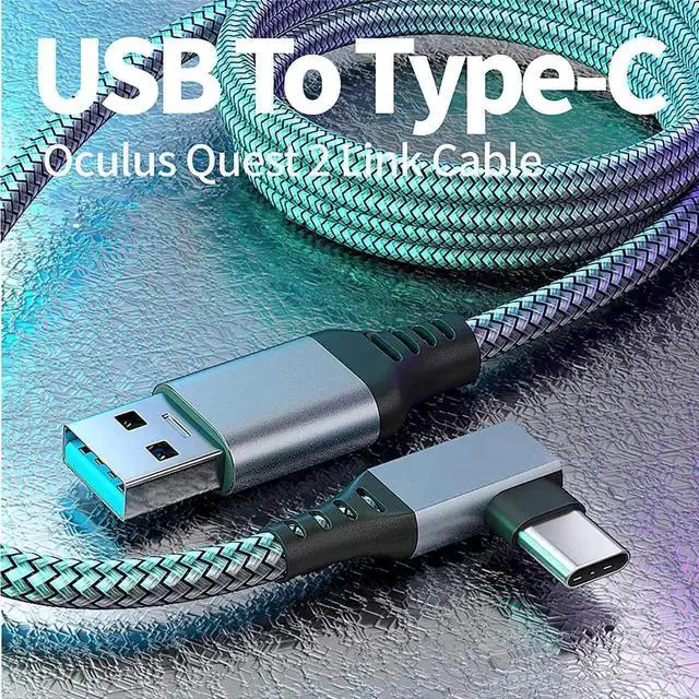 Alt view image 2 of 7 - VR Link Cable for O-culus/Me-ta Quest 3/3s/2/1 and PC/Steam VR, 20FT/6M Braided USB 3.2 A to C Compatible for O-culus Quest 3/2 Link Cable, High Speed PC Data Transfer, Fast Charging for VR Headset