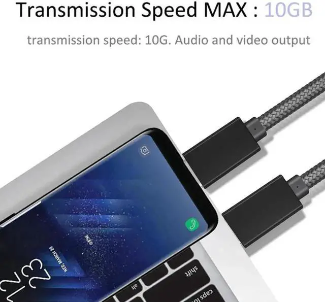 Alt view image 4 of 7 - 5A 100W Type-C Cable, 6.6ft USB Power Delivery (PD) Fast Charge USB C 3.1 Gen2, 10Gbps Data Compatible with PD Docking Stations, Hard Drives, MacBook Pro, Air, iPad Pro, PixelBook, 4K/5K Displays