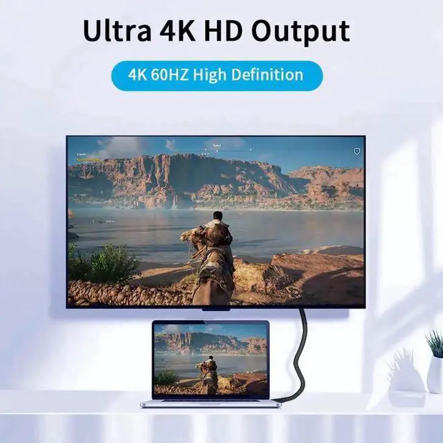 Alt view image 3 of 7 - 5A 100W Type-C Cable, 6.6ft USB Power Delivery (PD) Fast Charge USB C 3.1 Gen2, 10Gbps Data Compatible with PD Docking Stations, Hard Drives, MacBook Pro, Air, iPad Pro, PixelBook, 4K/5K Displays