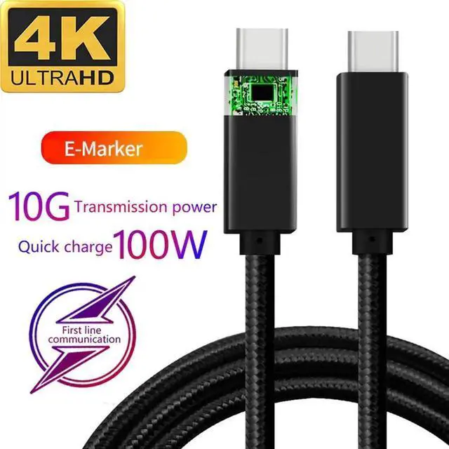 Main image of 5A 100W Type-C Cable, 6.6ft USB Power Delivery (PD) Fast Charge USB C 3.1 Gen2, 10Gbps Data Compatible with PD Docking Stations, Hard Drives, MacBook Pro, Air, iPad Pro, PixelBook, 4K/5K Displays