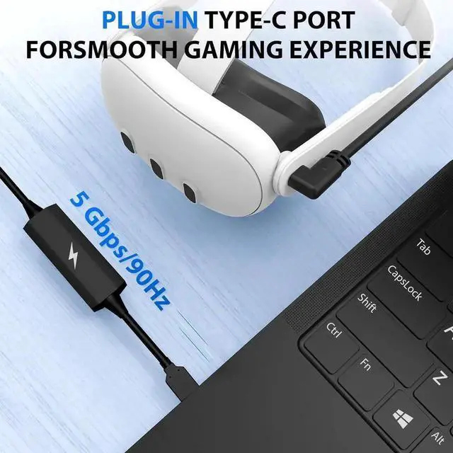 Alt view image 5 of 7 - JAENFONG Link Cable 16FT/5M for Me-ta Quest 3/Quest2/Quest Pro/Pico4 and PC/Steam VR, USB 3.0 Link Cable with 5Gbps Super Speed, with Separate Charging Port, Link Cable for VR Headset and Gaming PC