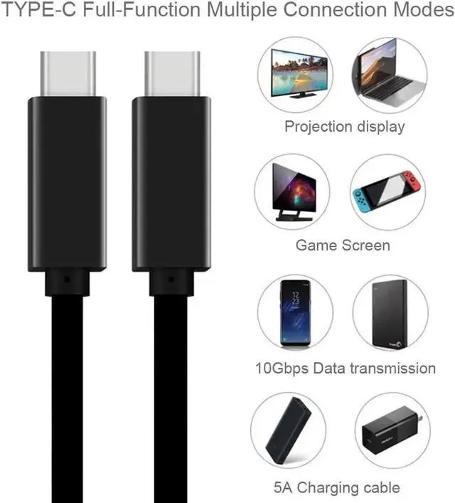 Alt view image 2 of 7 - JAENFONG 5A 100W USB-C Cable, 6.6ft USB Power Delivery (PD) Fast Charge USB 3.1 Gen2, 10Gbps Data Compatible with PD Docking Stations, Hard Drives, MacBook Pro, Air, iPad Pro, PixelBook, 4K Displays