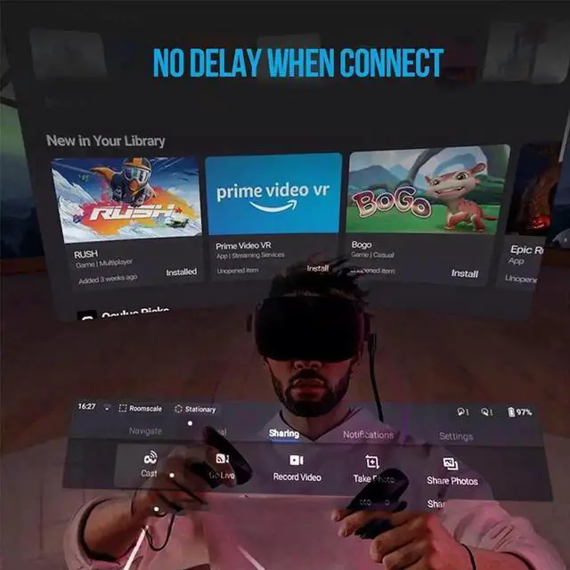 Alt view image 3 of 7 - JAENFONG Oculus Quest 2 Link Cable, 16FT / 5M Link Virtual Reality Headset Cable for Oculus Quest 2, USB A to C 3.0 Fast Charging and Data Transmission for Cellphone & PC VR Headset (Gray)