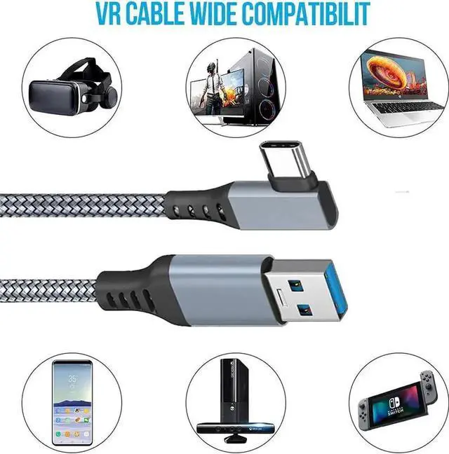 Alt view image 6 of 7 - JAENFONG Oculus Quest 2 Link Cable, 16FT / 5M Link Virtual Reality Headset Cable for Oculus Quest 2, USB A to C 3.0 Fast Charging and Data Transmission for Cellphone & PC VR Headset (Gray)