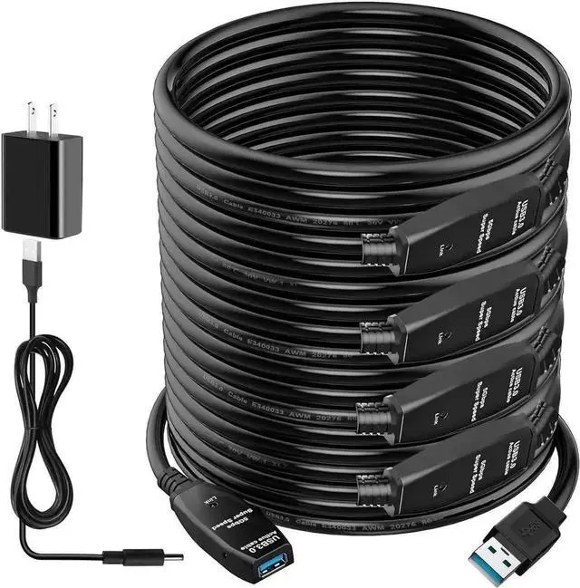 Main image of JAENFONG USB 3.0 Active Extension Cable 100FT, Long USB Type-A Male to Female Extender Cord, Built-in A Signal Booster Smart Chip, 5Gbps Transfer, for Printer, Xbox, Webcam, VR, Hard Drive, USB Hub