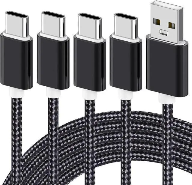 Main image of JAENFONG USB Type C Fast Charging Cable, 4 Pack (0.8/3.3/3.3/6.6FT) Nylon Braided Data Sync Transfer Cord, Compatible with Samsung Galaxy S10 S9 Note 9 8, LG G7 V30 V20 G6, Google Pixel (Black)