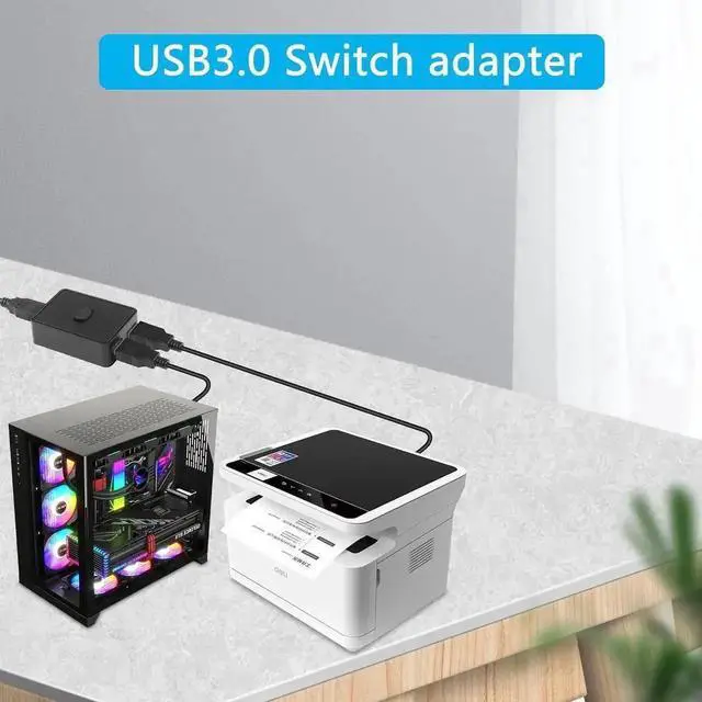 Alt view image 2 of 7 - JAENFONG USB3.0 Switch Selector, USB KVM Switcher Adapter, Bi-Directional USB Sharing Switch 2 in 1 Out/ 1 in 2 Out, 2 Port USB Switcher 2 Computers Share Keyboard Mouse Scanner Printer