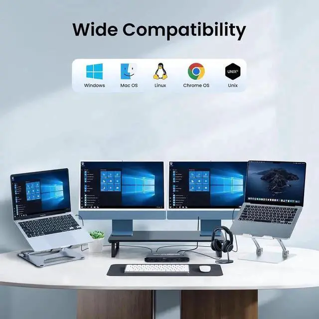 Alt view image 6 of 7 - HDMI KVM Switch, 2x1 Type C KVM Switch with 7 USB-A Ports RJ45 Port PD 100W Ports, Extended Display KVM Switch Supports 4K@60Hz for 1 Monitors 2 Computers, with 2 Thunderbolt USB-C 40Gbps Cable