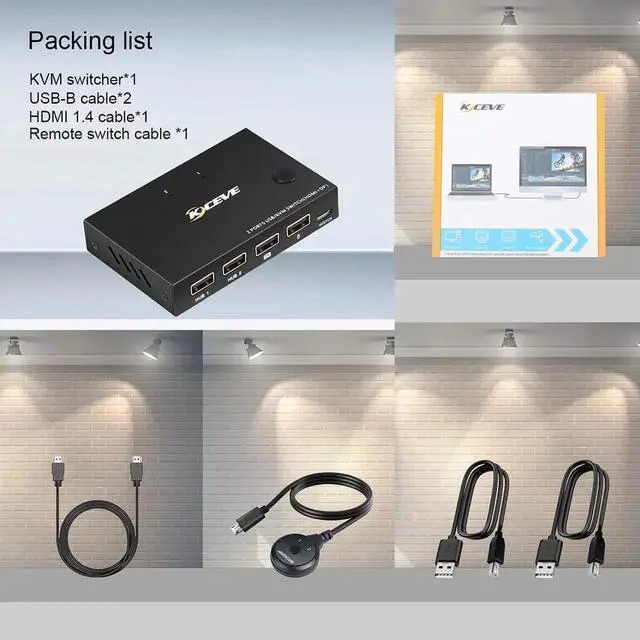 Alt view image 6 of 7 - JAENFONG Displayport HDMI KVM Switch, DP+HDMI 2 Port KVM Switch, HDMI and Displayport USB Switch for 2 Computers Share One Set Keyboard Mouse Printer and One Monitor, 4K @30Hz with DP to HDMI Function