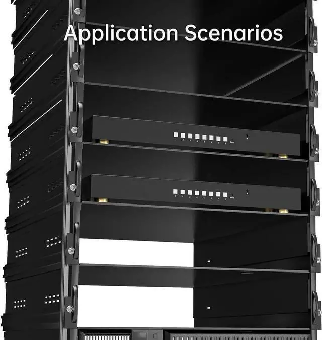 Alt view image 3 of 6 - JAENFONG8 Port Real Seamless Switching HDMI KVM Switch 8 Computers 4K@30Hz 1U Rack Mount, 8 in 2 Out HDMI KVM Switch with 3.5mm Audio Extractor, Desktop Controller, Hotkey, Mouse, RS232 Code Switching