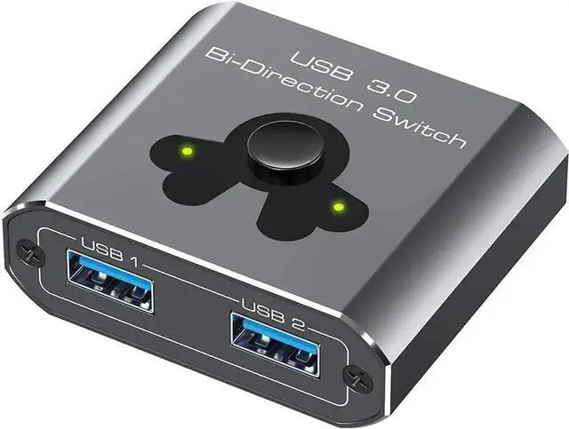 Main image of JAENFONG 2 Port USB 3.0 Switch Bi-Directional KVM Switch USB Switcher 2 in 1 Out / 1 in 2 Out 5Gbps High-Speed USB Switch 2 Computers Share 1 USB Devices for PCs Mouse Keyboard Printer Scanner