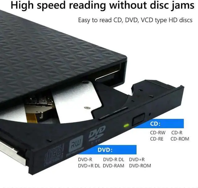 Alt view image 7 of 7 - External CD DVD Drive, USB 3.0 & Type-C Slim Portable CD DVD+/-RW Drive External DVD Writer CD Burner Player, External Optical DVD Drive for Laptop, Desktop, Mac, PC, WIN 11/10/8/7/XP/Linux/Vista/OS