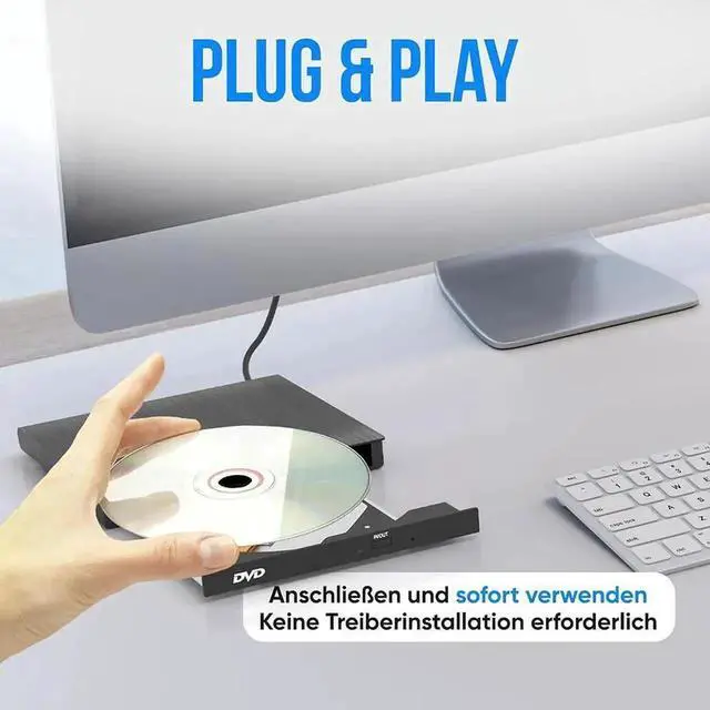 Alt view image 6 of 7 - External CD DVD Drive, Type-C & USB 3.0 Portable Optical CD/DVD Drive, CD DVD Player RW Writer External CD DVD Burner Reader for Laptop, Desktop, PC, MacOS, Windows 11/10 / 8/7 / XP/Linux/Vista