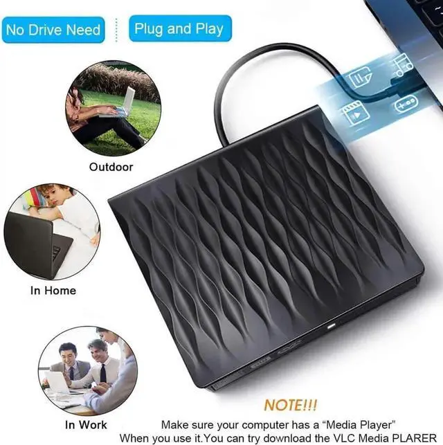 Alt view image 4 of 7 - JAENFONGExternal CD DVD Drive, USB 3.0 Slim Portable External CD/DVD Rewriter Writer CD DVD Burner, High Speed Data Transfer USB Optical Drives Player Player for PC Desktop/Laptop/Windows/Linux/Mac OS