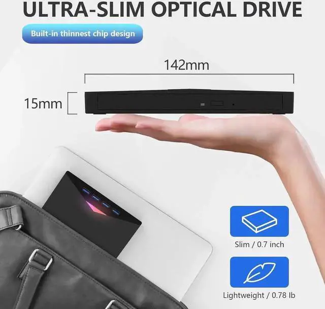 Alt view image 3 of 7 - JAENFONG [7-in-1] External Blu Ray Drive, USB 3.0 Type-C External CD/DVD Drive, 3D Blu Ray CD DVD Drive, DVD/BD Player Read/Write Portable Blu-ray Drive for Laptop Windows PC Mac MacB-ook Desktop