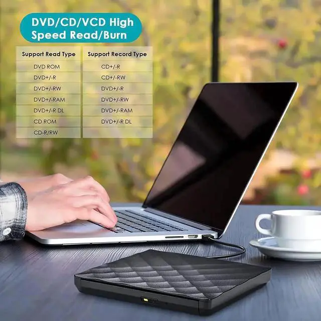 Alt view image 3 of 7 - JAENFONG External DVD Drive with USB 3.0 & Type-C Converter External CD DVD Drive Portable CD DVD RW Reader Re-writer Burner for Laptop Desktop PC Compatible with Windows Mac OS Vista Linux System