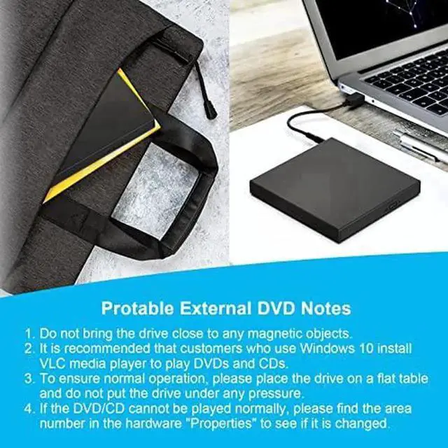 Alt view image 4 of 7 - JAENFONG External CD DVD Optical Drive, USB 2.0 Slim Protable External CD-RW Drive DVD-RW Burner Writer Player for Laptop Notebook PC Desktop Computer (Black, USB 2.0)