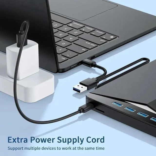 Alt view image 4 of 7 - JAENFONG External CD/DVD Drive for Laptop, 7-in-1 USB 3.0 & Type C Portable External CD DVD Burner Optical DVD Drive with SD/TF Card Reader & 4-Port USB Hub, Compatible with Windows, Mac OS, Linux