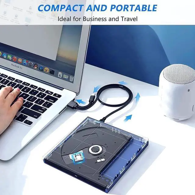 Alt view image 3 of 7 - 5 in 1 External CD DVD Drive, USB 3.0 & Type-C Portable CD DVD Burner with SD/TF Card Reader and 2 USB Ports, External Optical CD/DVD Drives for PC Desktop/Laptop/Linux/Mac/Windows 11/10/8/7 (Black)