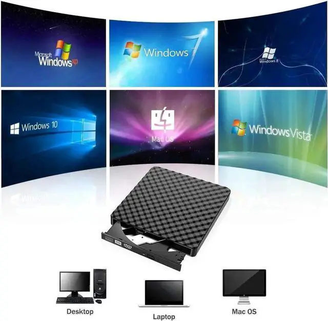 Alt view image 3 of 7 - JAENFONGExternal DVD Drive, Superspeed CD DVD Drive USB 3.0 Portable Reader Player,Ultra-Slim DVD/RW CD/RW DVD Drive Internal Hi-Fi Burner for Mac OS, PC Laptop, Windows XP/7/8/10/Vista/Linux (Black.)