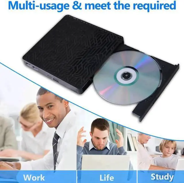 Alt view image 7 of 7 - USB 3.0&USB-C External CD DVD Drive,Multifunctional External CD/DVD +/- RW Burner Player Writer Support SD/TF Card/2 USB 3.0 Ports/Charging,Compatible with Mac OS/Windows/MacBook/Laptop/Desktop-Black