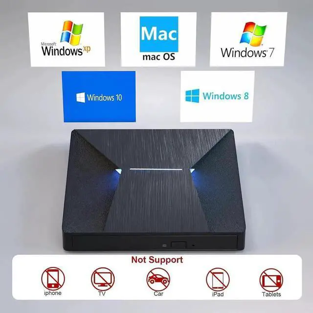 Alt view image 6 of 7 - JAENFONGExternal Blu Ray Drive, USB 3.0 and Type-C External Blu-Ray CD DVD Drive, Blu-ray Reader 3D Slim Optical CD Drive CD/DVD Burner Optical Drive Compatible with Windows XP/7/8/10, Laptop, Desktop