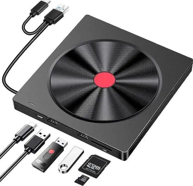 Main image of External CD/DVD Drive for Laptop, 6 IN 1 USB 3.0 Ultra-Slim DVD player for laptop, CD ROM Burner Writer External Disk Optical Drive Compatible with Laptop Desktop PC M-a-c-Book Windows Linux MacOS