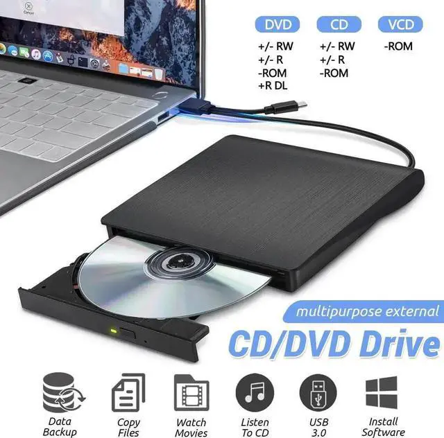 Alt view image 5 of 7 - Looking for a compact and versatile external CD/DVD drive for your laptop or desktop? Our 7-in-1 USB 3.0 external drive is your perfect solution. Whether you need to play movies, burn discs, or transf