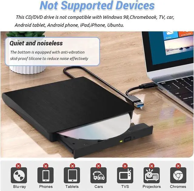 Alt view image 6 of 7 - Looking for a compact and versatile external CD/DVD drive for your laptop or desktop? Our 7-in-1 USB 3.0 external drive is your perfect solution. Whether you need to play movies, burn discs, or transf