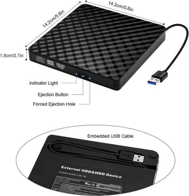 Alt view image 7 of 7 - JAENFONG External DVD Drive, CD DVD +/-RW Drive USB 3.0 Protable USB DVD/CD ROM Burner Optical Drive Player Reader Writer for Windows 11/10/8/7 Laptop Desktop Computer, Mac OS (Black)
