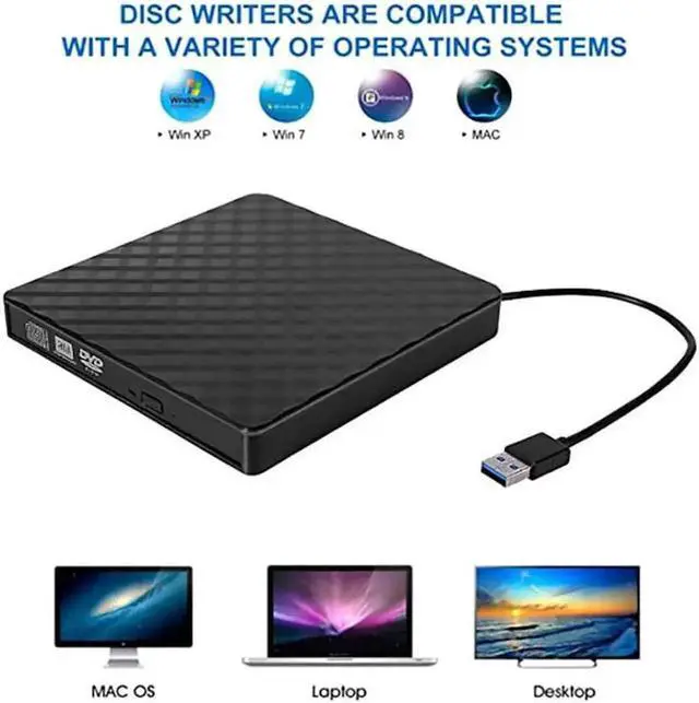 Alt view image 6 of 7 - JAENFONG External CD Drive, Hannord Portable high-speed USB 3.0 Portable CD/DVD +/-RW Drive DVD/CD ROM Rewriter Burner Compatible with Laptop Desktop PC Windows Linux Mac