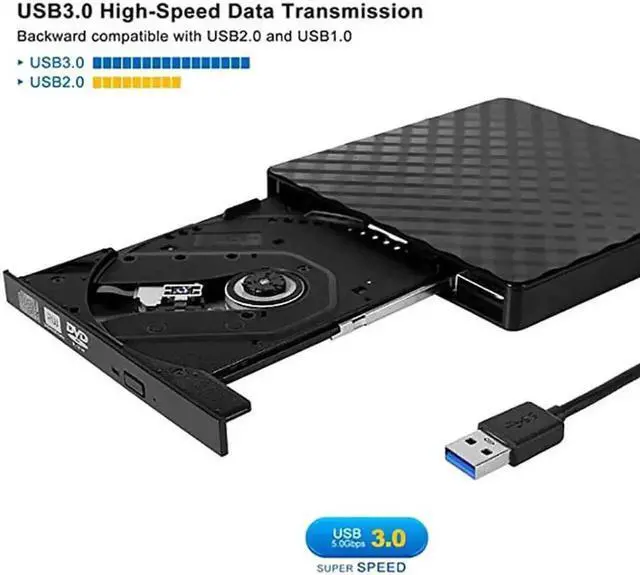 Alt view image 4 of 7 - JAENFONG External CD Drive, Hannord Portable high-speed USB 3.0 Portable CD/DVD +/-RW Drive DVD/CD ROM Rewriter Burner Compatible with Laptop Desktop PC Windows Linux Mac