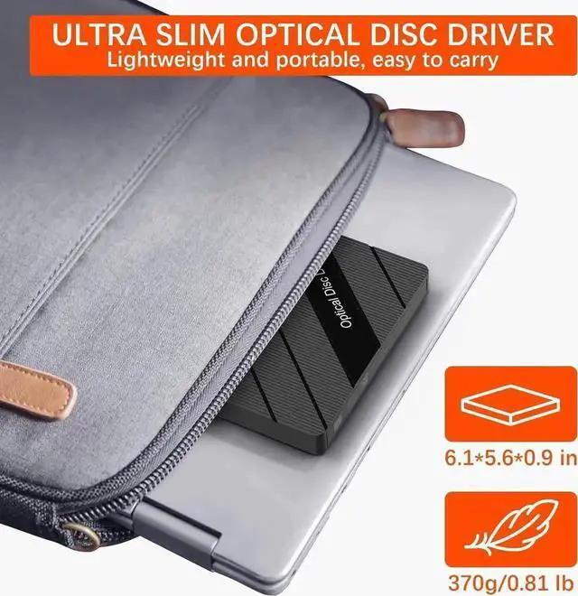 Alt view image 2 of 7 - JAENFONG 8 in 1 External CD/DVD Drive for Laptop, USB 3.0 Portable External CD Burner Reader Writer with 4 USB Ports/2 TF SD Slots/1 Type C Port, Disc Optical Drive for Laptop/PC/Mac/Windows/Linux OS